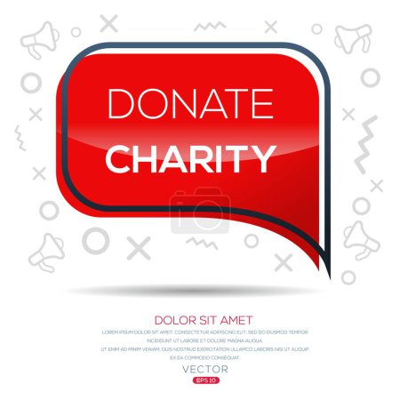 Spenden Charity-Text in Sprechblase geschrieben, Vektor-Illustration.