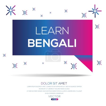 Ilustración de Learn Bengali text written in speech bubble, Vector illustration. - Imagen libre de derechos