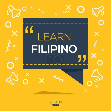 apprendre le texte philippin écrit en bulle vocale, illustration vectorielle.