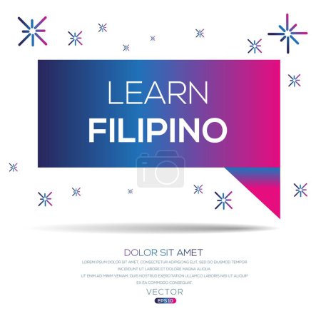 apprendre le texte philippin écrit en bulle vocale, illustration vectorielle.
