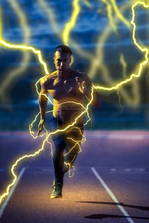 Photo for High performance athlete producing electrical energy - Royalty Free Image