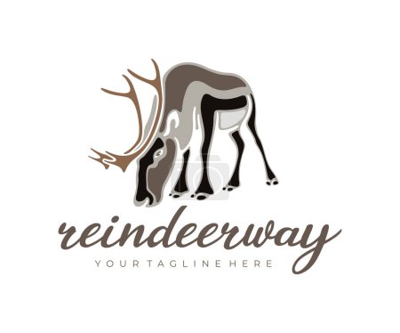 Illustration for Reindeer, caribou, deer and stag, with massive antlers, logo design. Animal, wildlife and nature, vector design and illustration - Royalty Free Image