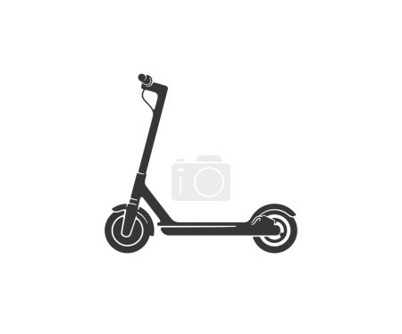 Téléchargez les illustrations : Electric scooter, transport, scooter, vehicle, segway, ride and battery, silhouette and graphic design. Transportation, travel, wheel, technology and innovation, vector design and illustration - en licence libre de droit