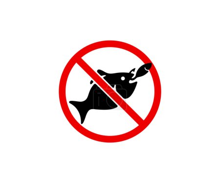 Ilustración de Signo de prohibición y símbolo, no se permite la pesca aquí, diseño gráfico. Símbolo prohibido, marca prohibida y signo prohibido, peces y pesca, diseño de vectores e ilustración - Imagen libre de derechos