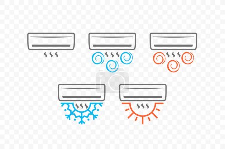 Illustration for Air conditioning with waves of cold and warm air to control the temperature and climate in the room logo design. Maintaining comfortable air parameters, temperature and humidity in the house vector design - Royalty Free Image