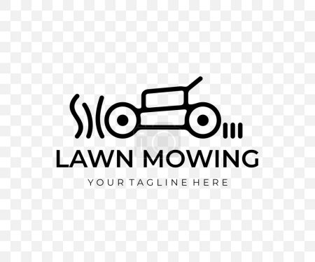 Illustration for Lawn mower, mower, grass-cutter, mows grass, linear graphic design. Landscaping, grass, nature, garden and gardening, vector design and illustration - Royalty Free Image