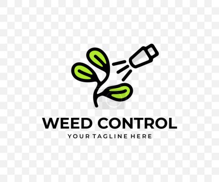 Weed control, spraying weeds pesticide, sprayer, colored graphic design. Plant, agriculture, weedicide spray, weed killer and insecticide, vector design and illustration