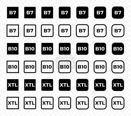 Illustration for Marking of diesel fuel types: B7, B10, XTL vector design. Diesel type of fuel labeling in the square graphic design - Royalty Free Image