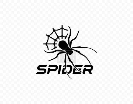 Téléchargez les illustrations : Conception de logo araignée. Spider est assis sur le design du vecteur web - en licence libre de droit