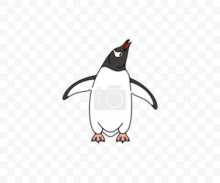 Ilustración de Pingüinos subantárticos o pingüinos gentoo, diseño gráfico. Animales, aves, aves, plumas, antárticos y naturaleza, diseño de vectores e ilustración - Imagen libre de derechos