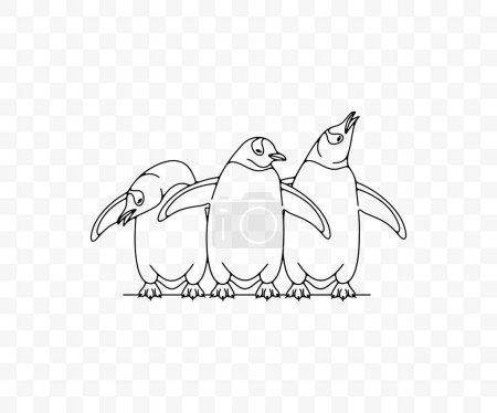 Ilustración de Pingüinos subantárticos o pingüinos gentoo, diseño gráfico. Animales, aves, aves, plumas, antárticos y naturaleza, diseño de vectores e ilustración - Imagen libre de derechos