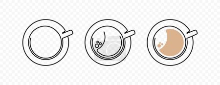 Ilustración de Línea taza de dibujo de diseño de vectores de café caliente. Línea de arte ilustración bebida caliente sobre fondo transparente - Imagen libre de derechos