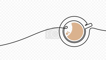 Ilustración de Continuo una línea de dibujo taza de café caliente vector de diseño. Bebida caliente ilustración de arte de una sola línea sobre fondo transparente - Imagen libre de derechos