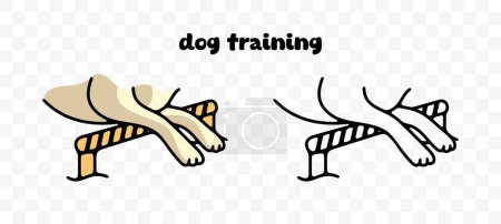 Dog training and jumping over obstacle, graphic design. Sports competitions of dogs, animal and pet, vector design and illustration