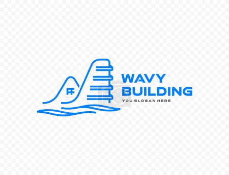 Illustration for Wavy architecture and wave shape vector logo design - Royalty Free Image