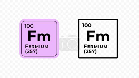 Fermio, elemento químico del diseño vectorial periódico de la tabla