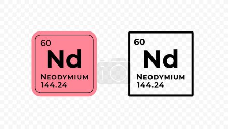 Neodym, chemisches Element des Periodensystem-Vektordesigns