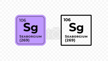 Ilustración de Seaborgium, elemento químico del diseño del vector de tabla periódica - Imagen libre de derechos