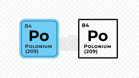 Polonio, elemento químico del diseño del vector de tabla periódica
