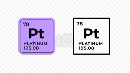 Platinum, chemical element of the periodic table vector design