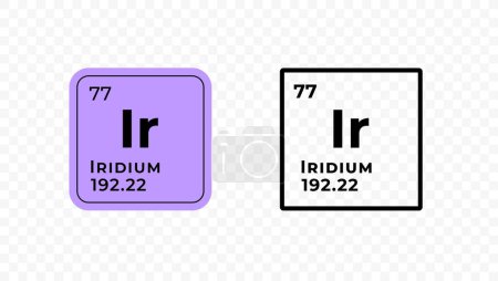 Iridio, elemento químico del diseño del vector de tabla periódica