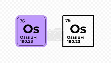Osmio, elemento químico del diseño vectorial periódico de la tabla