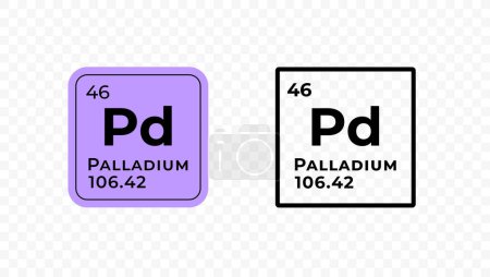 Palladium, élément chimique de la conception du vecteur du tableau périodique