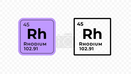 Rhodium, chemical element of the periodic table vector design