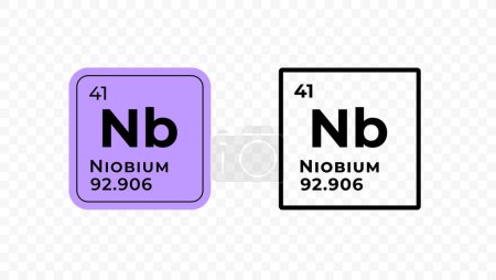 Niobium, chemical element of the periodic table vector design