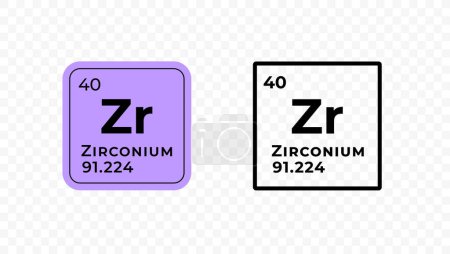 Circonio, elemento químico del diseño del vector de tabla periódica