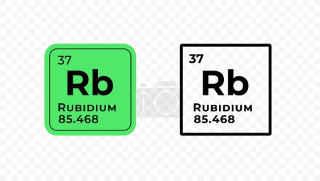 Rubidio, elemento químico del diseño del vector de tabla periódica