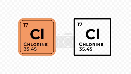 Chlorine, chemical element of the periodic table vector design