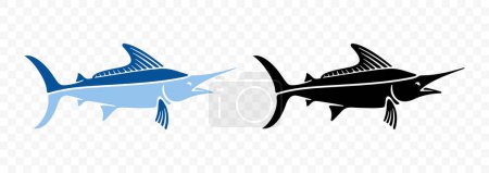 Marlin oder Schwertfisch, Natur und Tierwelt, Grafikdesign. Fische und Meeresfische, Fischerei, Tier, Vektordesign und Illustration