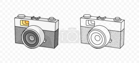Retro photo camera, graphic design. Photographing, photography and photo studio, vector design and illustration