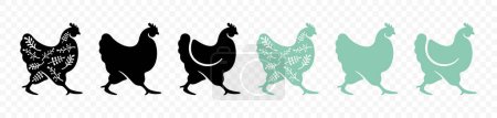 Pollo y gallina, aves, aves y animales, diseño gráfico. Aves de corral, corral, gallinero y gallinero, diseño de vectores e ilustración