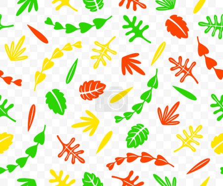Summer and autumn leaves, seamless vector background. Leaf, plant, nature, foliage and flora, pattern, vector design and illustration