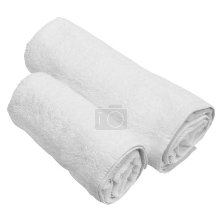 Téléchargez les photos : Deux serviettes roulées sur fond blanc - en image libre de droit