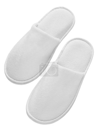 Photo for Spa, hotel, wellness - home slippers isolated on white background - Royalty Free Image