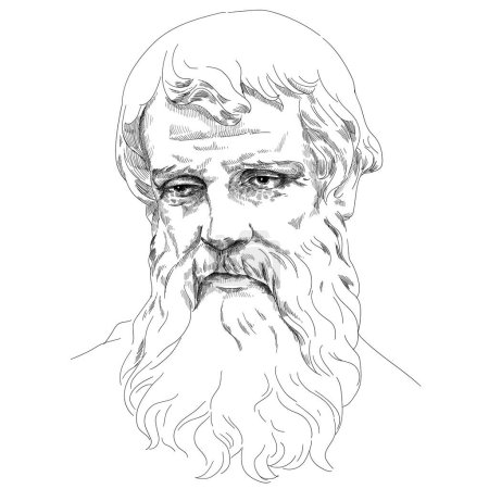 Ilustración de Euclides fue un matemático griego antiguo activo como geómetro y lógico. Considerado el "padre de la geometría" - Imagen libre de derechos