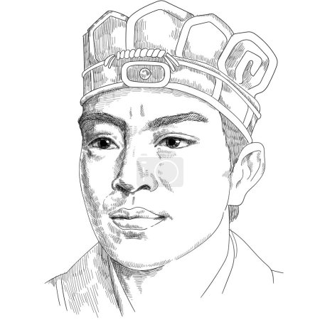 Illustration for Cai Lun - was a Chinese eunuch court official of the Eastern Han dynasty - Royalty Free Image