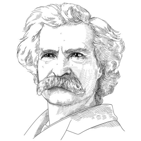 Illustration for Mark Twain - American writer, journalist and public figure - Royalty Free Image