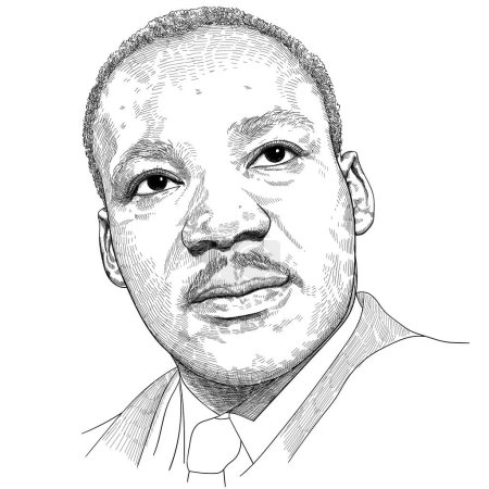 Téléchargez les illustrations : Martin Luther King - pasteur baptiste américain, militant, orateur, leader du mouvement des droits civiques des années 1960 - en licence libre de droit