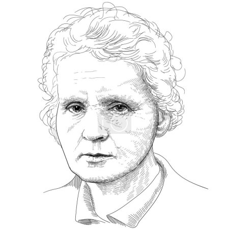 Illustration for Marie Curie - was a Polish and naturalized-French physicist and chemist who conducted pioneering research on radioactivity - Royalty Free Image