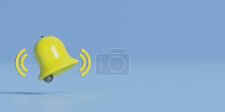 Téléchargez les photos : Message de notification icône de cloche sur fond bleu pastel minimal. Concept de marketing et médias sociaux. - en image libre de droit