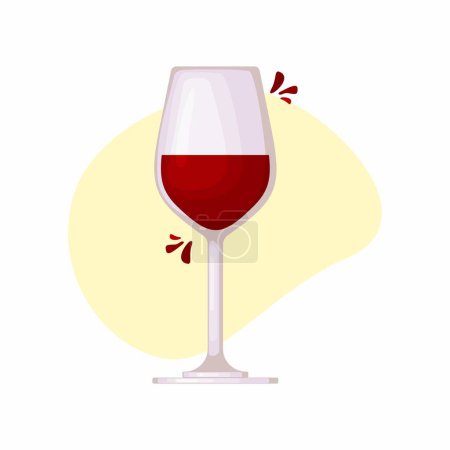 Téléchargez les photos : Un verre avec vin rouge, image vectorielle pour menu ou bannière publicitaire. Illustration vectorielle - en image libre de droit