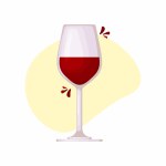 One glasses with red wine, vector image for menu or advertising banner. Vector illustration