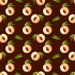 peach cartoon illustration with green leaves pattern for wrapping paper