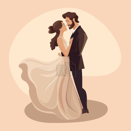 Illustration for Bride and groom at a wedding, cartoon style image - Royalty Free Image