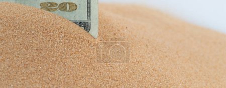 Photo for Small size fine Sand flying pile, Golden grain like glass. Abstract silica material set. Yellow colored sand close up detail texture. White background Isolated - Royalty Free Image