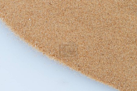 Photo for Small size fine Sand flying pile, Golden grain like glass. Abstract silica material set. Yellow colored sand close up detail texture. White background Isolated - Royalty Free Image